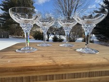 Jan Eisenloeffel 1920s Dutch Art Deco Cut Crystal Champagne Coupes 5-1/4”~4 Pc picture