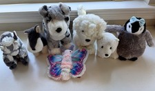 LOT OF 7 Douglas Cuddle Toys Plush Dogs Butterfly, Goat, Penguin, Polar Bear picture