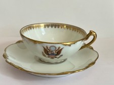 T & V LIMOGES  CUP & SAUCER  National Remembrance Shop Washington DC Eagle c1920 picture