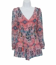 NWT Love Tree x F21 Floral Surplice Romper Small Long Sleeve Night Out Party. picture