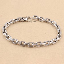 Pure S925 Sterling Silver Bracelet 7mm Cable Link Chain Bangle 8.7inch 28-30g picture