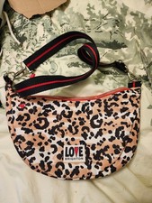 Brighton “Spotted Love” Leopard Parachute Nylon Crossbody Swing Bag Ret.$150 picture