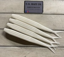 Fluke 8” Color Pure White 4 Baits Giant Fluke White Sea Bass Striper Saltwater picture