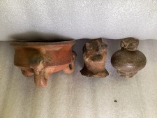 Ancient Pre-Columbian Lot of 3 Miniature Pot Pottery Pot #6 picture