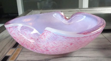 Vintage Fratelli Toso Murano Art Glass Mottled Pink Spatter Alabastro Pink Bowl picture