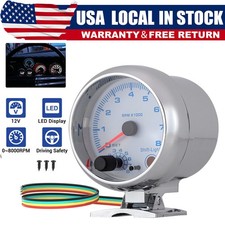 3.75'' 12V Car Tachometer Gauge Meter LED Inter Shift Light 0-8000 RPM Universal picture