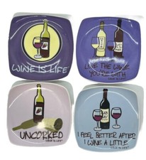 Thirstystone Winers Appetizer Plates (Set of 4) Witty Wine Sayings Collection picture