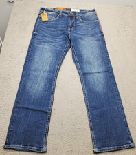 Axel Slim Boot Jeans Mens 32x32 Blue Denim Stretch Faded Whiskered Streetwear picture