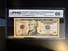 DBR 2004-A $10 FRN Philadelphia Gem Fr. 2039-C PMG 66 EPQ Low Serial GC00000396A picture