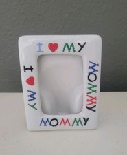 Vintage Fetco I Love My Mommy Ceramic Picture Frame White Crayon Kids Tabletop picture