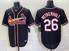 Men's MLB St. Louis Cardinals #26 JJ Wetherholt Stitched Cool Base Jersey -Black picture