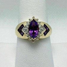 2.20Ct Marquise Lab Created Amethyst Women's Wedding Ring 14k Yellow Gold Plated picture