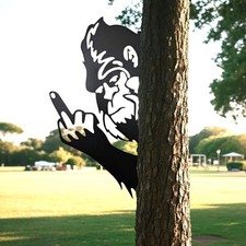 Peaking a Boo Flipping off Bigfoot Animal Metal Sign Art Ornament, Middle Finger picture
