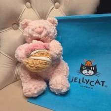 Jellycat Amuseable Fluffy Leola Bear Strawberry Cake 9 Inch Plush Toy Gift picture