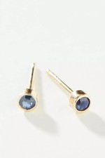 Anthropologie Maya Brenner 14K Yellow Gold Sapphire Post Earrings 4.4mm | Roost picture
