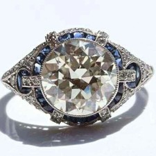 5Ct Art Deco Style Round Lab Created Diamond Anniversary 14k White Gold FN Ring picture