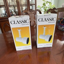 x2 Lightolier Classic Step Cylinder Track Lighting, White Cylinder Shade, 9220 picture