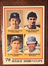Trammell Moliter Rookie Tigers Brewers 1978 Topps ‘78 Rookie Shortstops #707 picture