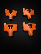 Lot of 4 Vintage Cast Iron Steering Gear Housing Bracket Assemblies Orange Paint picture