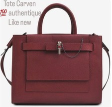 100% Authentic carven Bordeaux burgundy Gunmetal Hardware Tote picture