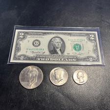 1976 Bicentennial Set Uncirculated • Two Dollar Bill Eisenhower Half & Quarter picture