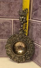 Antique fine 800 Silver Tea Strainer Italy Crown Immaculate Ornate Design picture