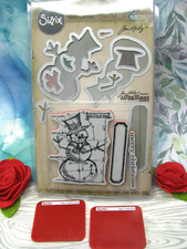 Tim Holtz, SIZZIX, SNOWMAN BLUEPRINT #659378 Framelits, RARE, RETIRED, Freebies picture