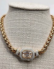 Stunning Vintage SAL Swarovski Huge Rhinestone Statement Necklace Signed Clean picture