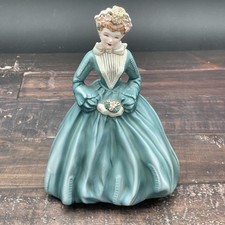 Florence Ceramics Pasadena “Sue Ellen” Figurine Blue Dress White & Gold 8.25