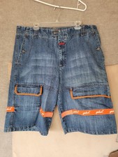 Marithe Francois Girbaud Vtg Orange Shuttle Tape Mens Cargo Denim Shorts Size 40 picture