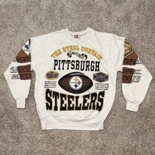 Vintage Pittsburgh Steelers Crewneck Sweatshirt Long Gone Sz L 90s AOP USA picture
