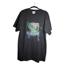 Vintage Y2K Goth Jester Graphic Tee with Unique Mesh Front Panel - Black picture