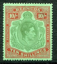 Bermuda 1938-53 perf. 14 10s SG 119c hinged mint (cat. £70 as u/m) 'B' picture