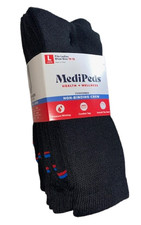 MediPeds 6 Pair Women's Cushioned Non-Binding Black Crew Socks, Shoe Size 10-13 picture