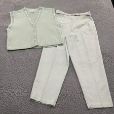 VTG Bedford Fair Set Womens 16P Pants Large Sweater Knit Gingham Country Club picture