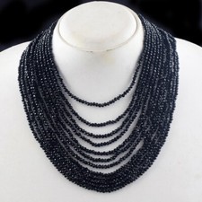 12 Strand Amazing Cut Black Spinel 484 Cts Beaded Beautiful Necklace VK 35 E613 picture
