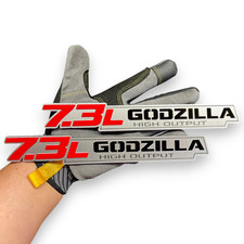 2X RED 7.3L GODZILLA 3D Car Emblem Silver Fender Badges - Car decal badge picture
