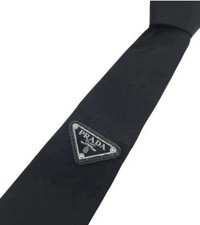 Black Men's Prada Re Nylon Tie Triangle Logo picture