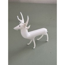 Antique Bimini Hand Blown White Glass Deer Stag Reindeer Germany picture