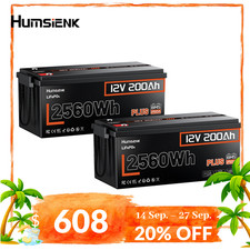 24V 2Pack 12V 200Ah 5120Wh Lithium LiFePO4 Battery 250A BMS Marine RV Off-Grid picture