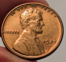 1927 D Wheat Penny Lincoln Cent AU-Unc. Red Some Luster  T851298 picture