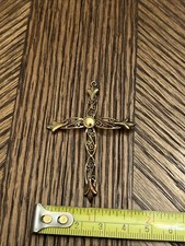 Vintage Baroque Open Work Possibly Gold Filled Christian Cross Pendant  picture