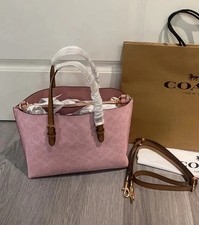 Coach CER24 Mollie Tote Bag 25 In Signature Canvas With Charms Powder Pink New picture