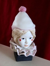 VINTAGE CYBIS VALENTINE CLOWN GIRL PIERROT BUST FIGURINE FUNNY FACE picture