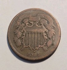 1864 Civil War Era 2 Cent Piece picture
