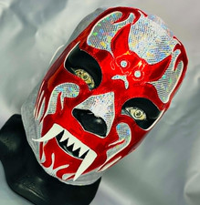 Mil Mascaras Murcielago Bat Semi Professional Luchador Wrestling Mask Silver Red picture