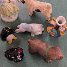 Josef Originals Hand Painted Ceramic Mini Figurines Lot w/ Vase, Multicolor picture
