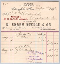 1896 B. Frank Steele & Co. Springfield MA Statement Great Billhead Typography picture