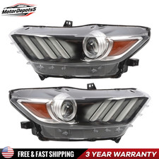 Headlights Assembly Pair LH RH For Ford Mustang 2015-2017 Clear Lens W/LED DRL picture