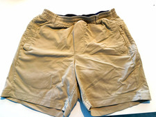 Birddogs Men’s Medium Khaki Tan Stretch Shorts Built-In Navy Liner Pockets picture
